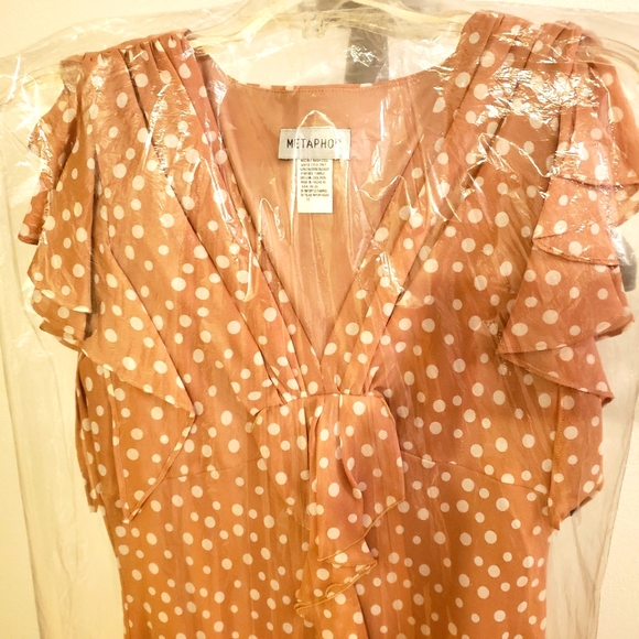 NWT METAPHOR sparkling polka dot golden tan/pure white flowing premium (12) - Picture 2 of 12